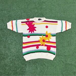 Vintage 80s 90s knit short sleeve sweater